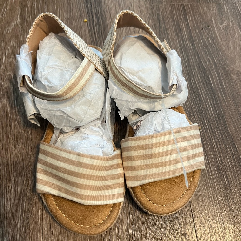 MIA Tan and Cream Sandals with Striped Design